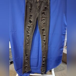 Womens Rockstar OriginalDistressed Black Skinny Flare Leg Jeans